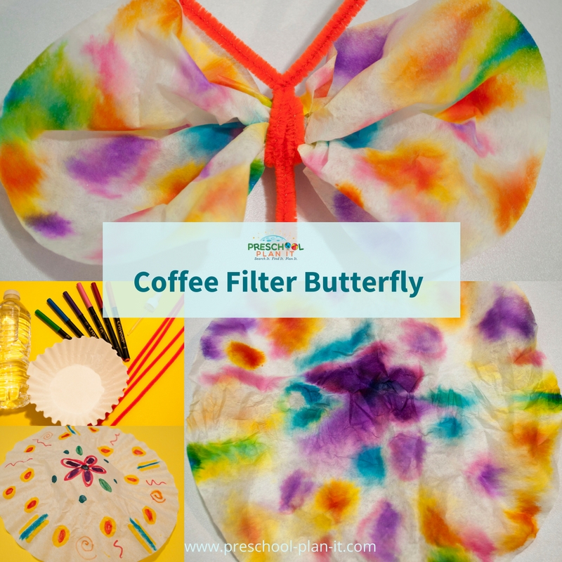 Coffee Filter Butterfly activity for preschool