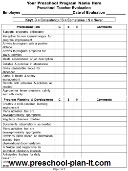 Evaluation Chart For Employees