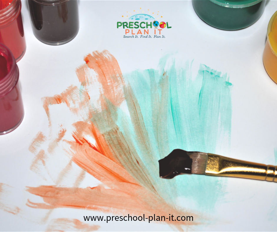 Fall Preschool Theme Painting with Fall Colors
