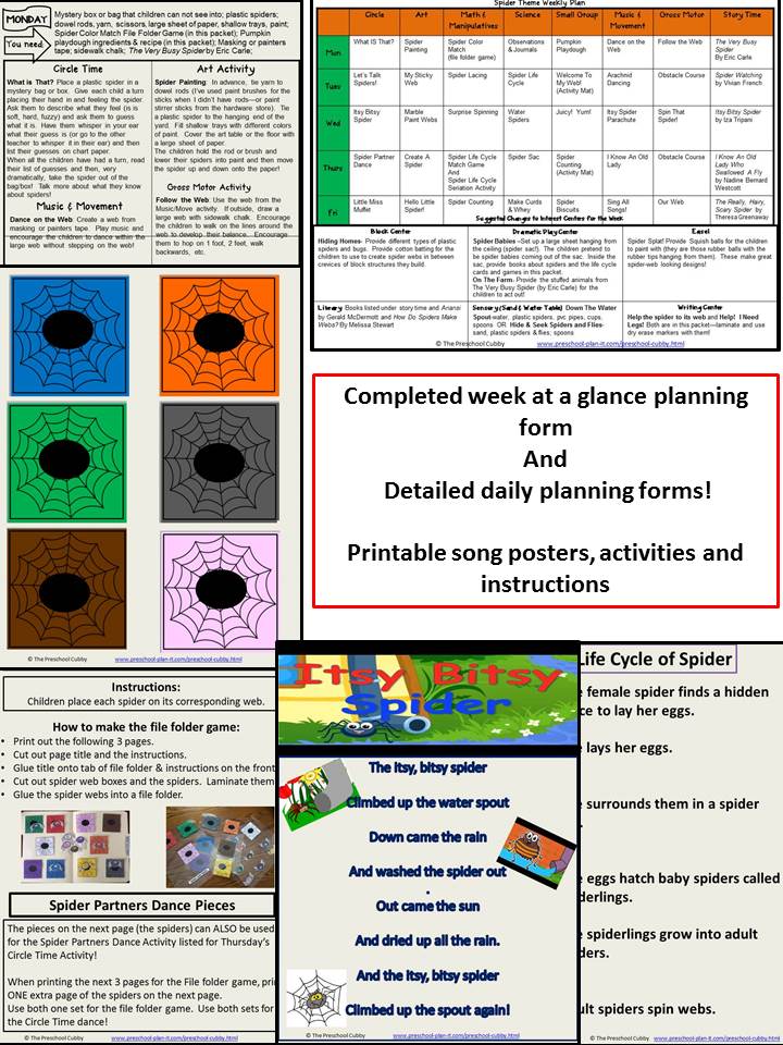 Preschool Spider Theme Resource