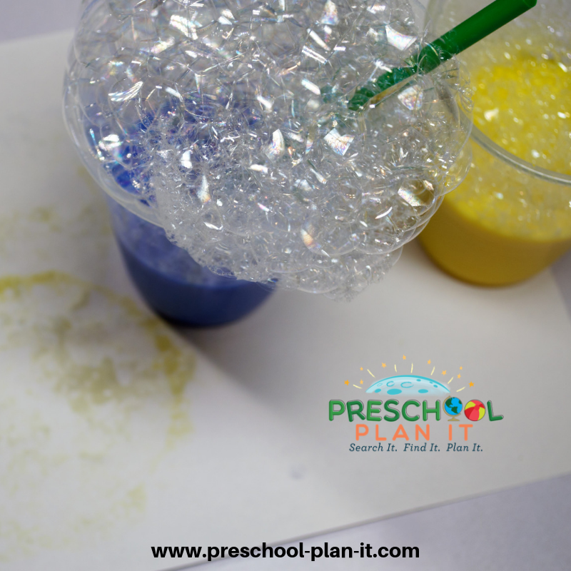 Bubble Rainbow Painting for St Patrick's Day Activities Preschool Theme