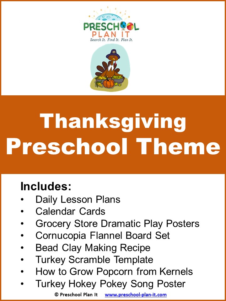 A 34 page Preschool Thanksgiving Theme--this is a week-long theme packet to help save you planning time!