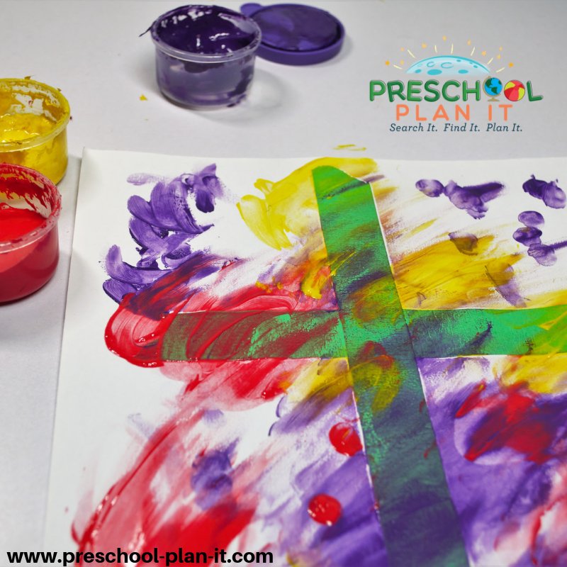 Easel Tape Crosses for a Christian Easter Activities Preschool Theme