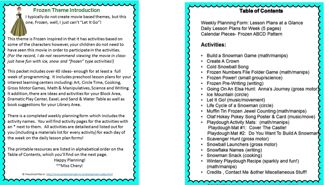 preschool weekly lesson plans