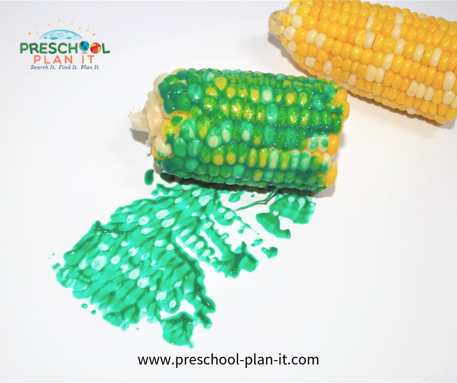Fruits and Vegetables Preschool Theme Art Activity with Corn