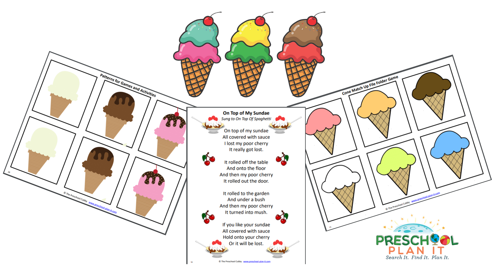 Ice Cream images for Ice Cream Preschool Themed Resource