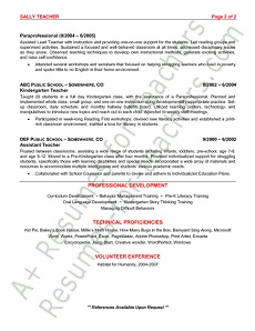 Preschool Teacher Resume Sample