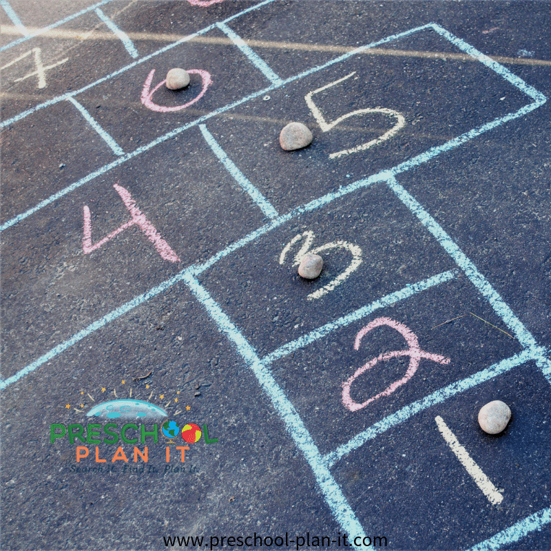 Rocks Theme for Preschool Hopscotch Idea