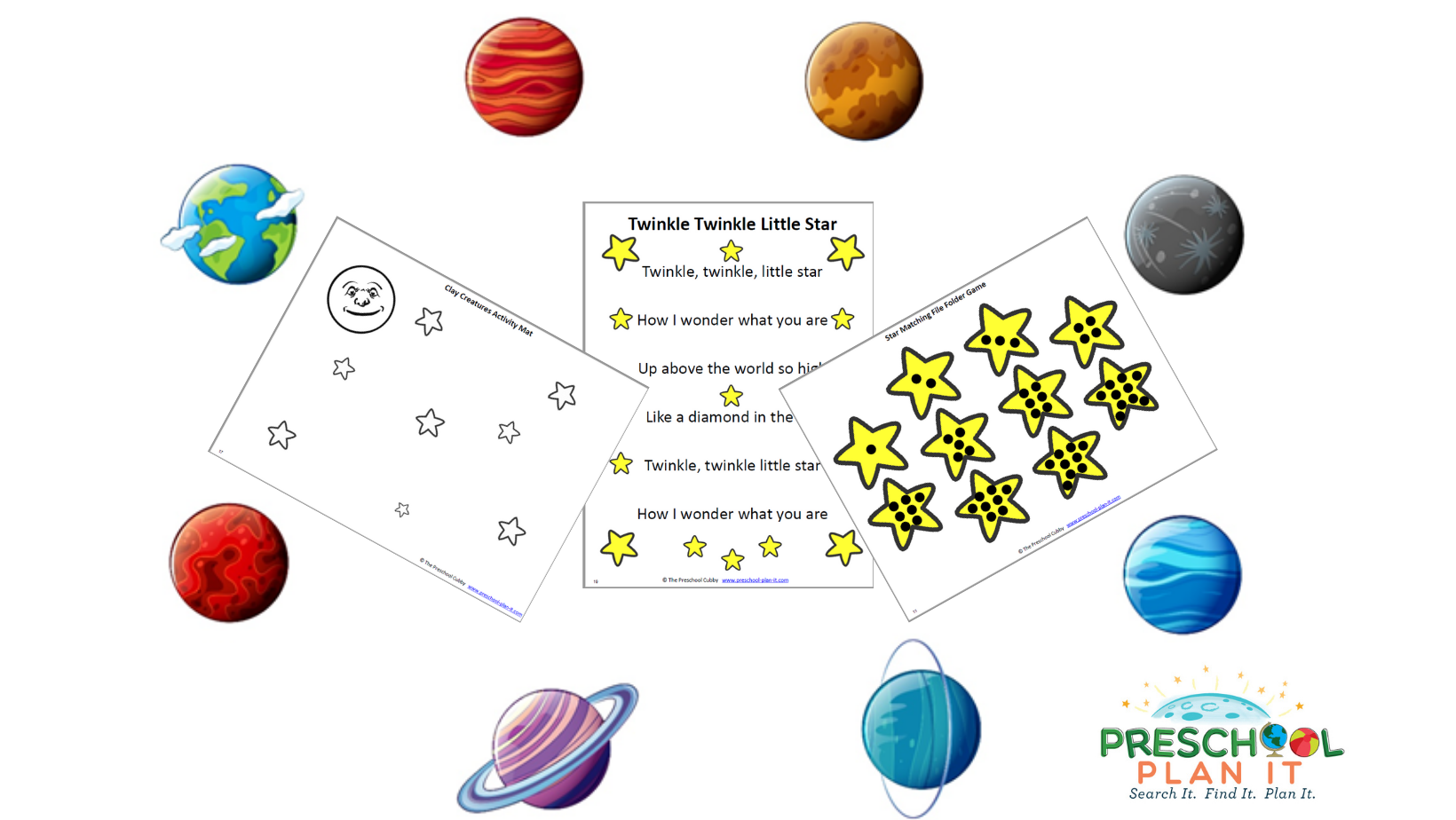 A 28 page Space Preschool Theme resource packet to help save you planning time!