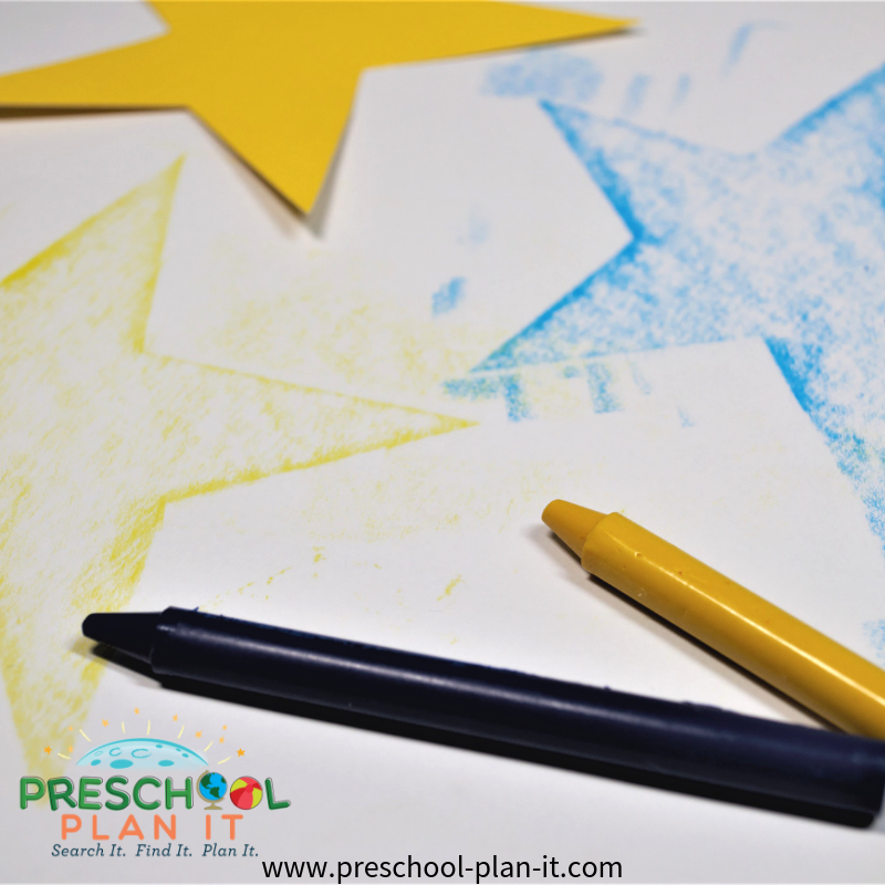 Star Rubbing Matching Activity for Preschool Space Theme