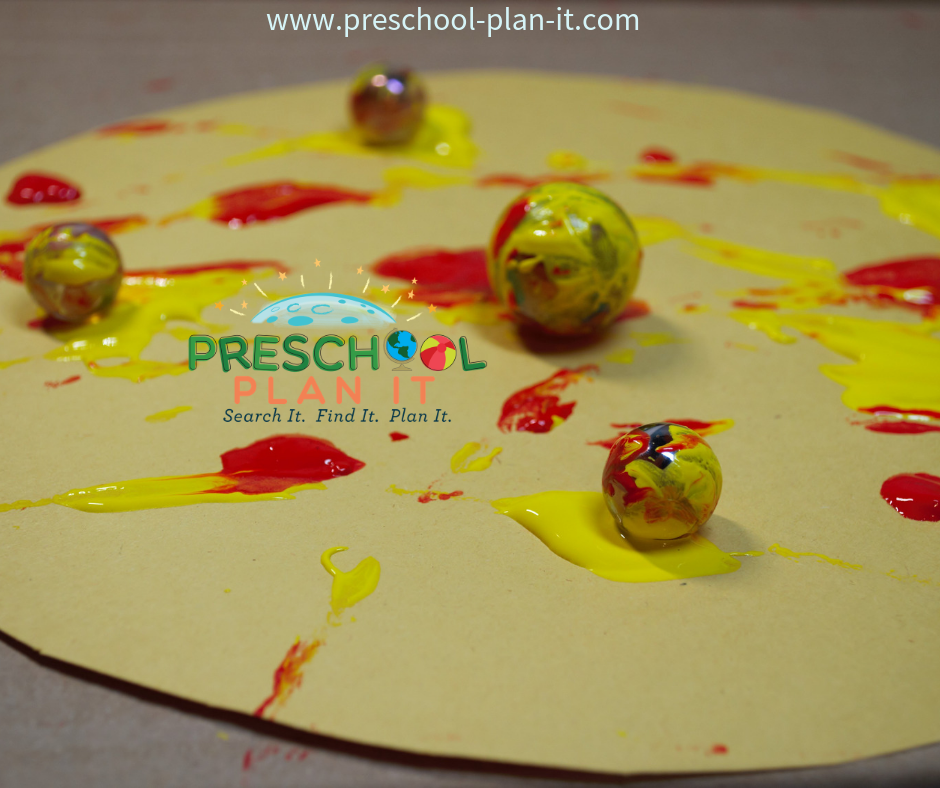 Sun Marble Painting for Spring Activities Preschool Theme