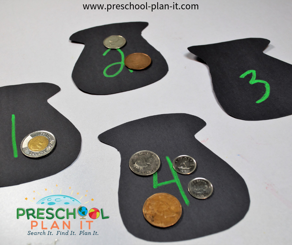 Coin Sorting Math Game for St Patrick's Day Activities Preschool Theme