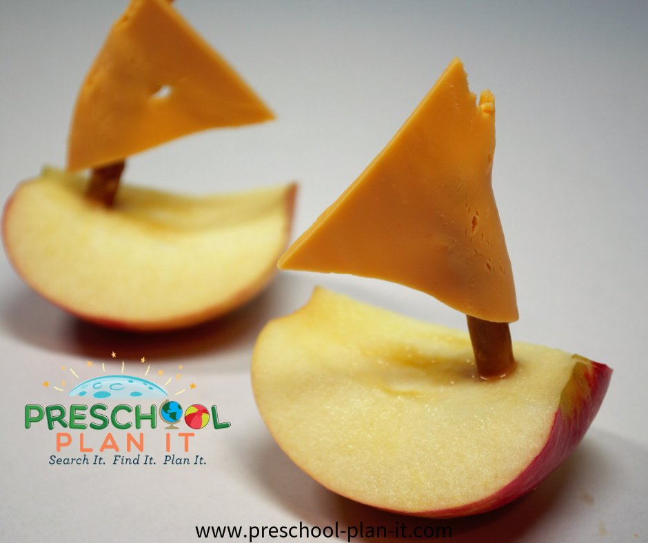 Apple Boat Snack for a Preschool Transportation Theme